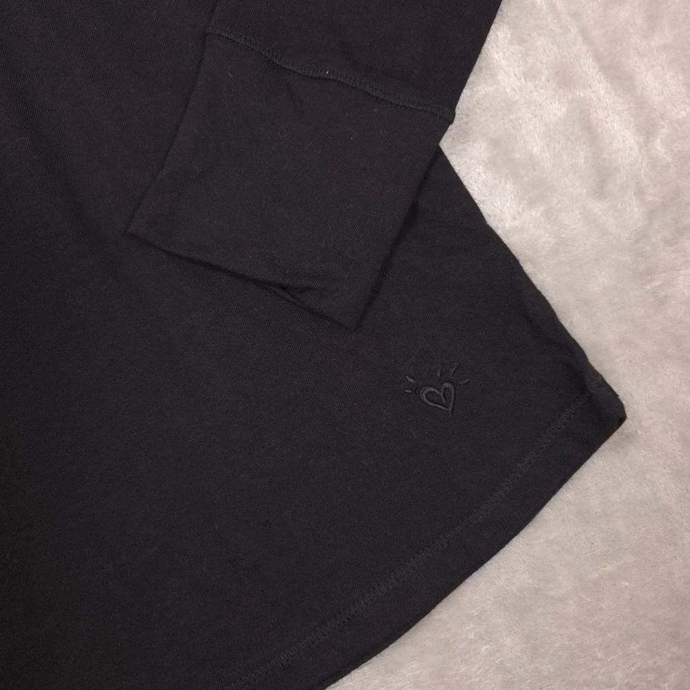 Justice‎ Long Sleeve Top Girls 16 Black NEW Raglan Crew Neck Heart Logo